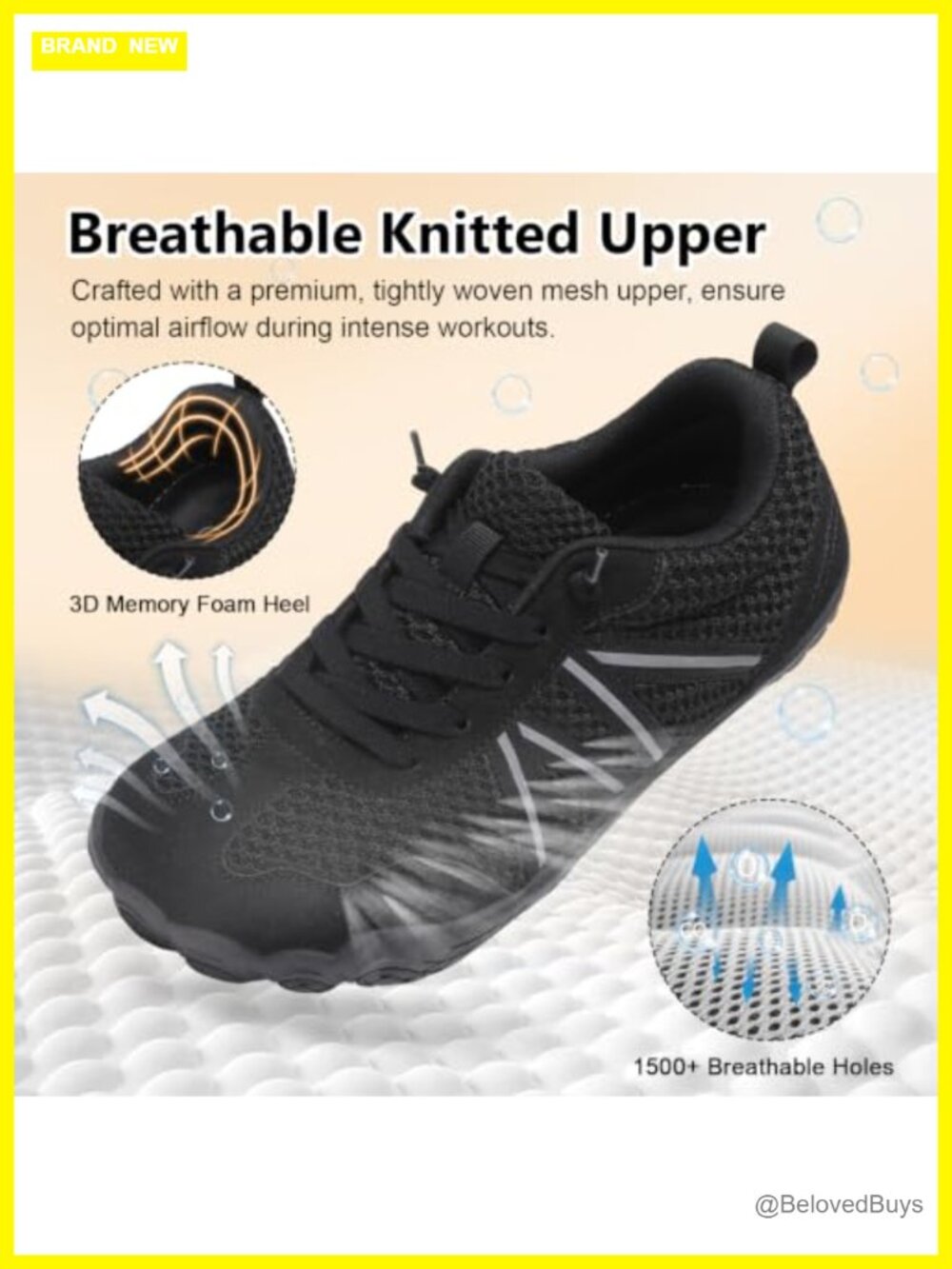 Women's Wide Toe Box Barefoot Trail Running Shoes Breathable Mesh Athletic - Picture 5 of 6